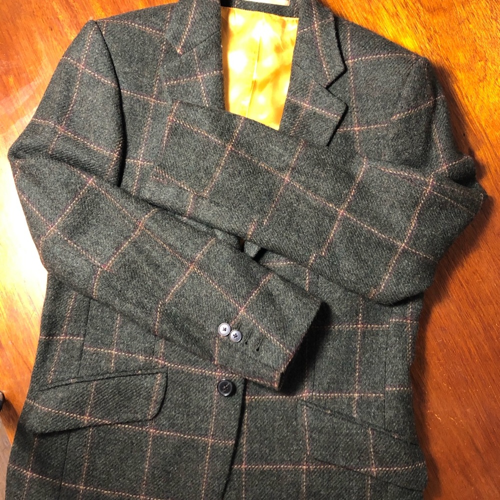Green windowpane tweed Charles Trywitt blazer